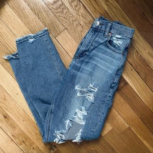 american eagle high waisted mom jeans